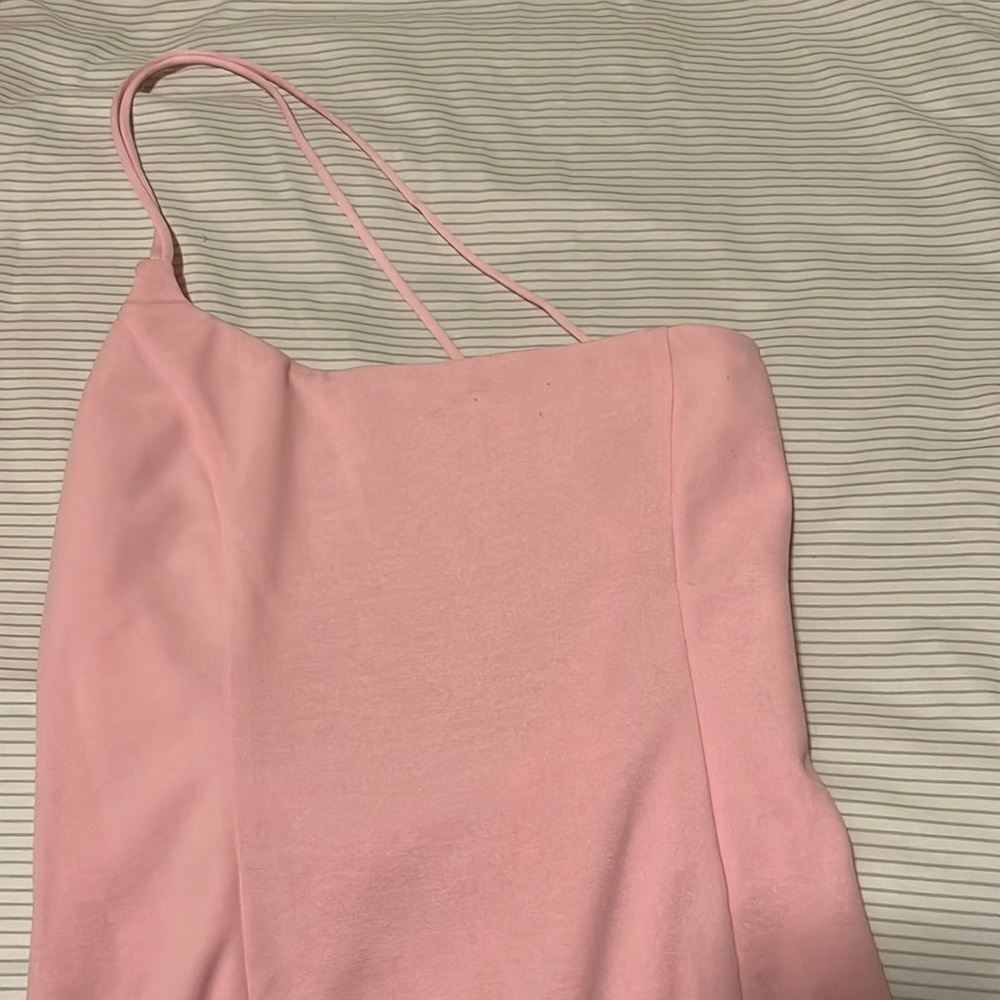 LUCY IN THE SKY LIGHT PINK ONE SHOULDER MINI DRESS